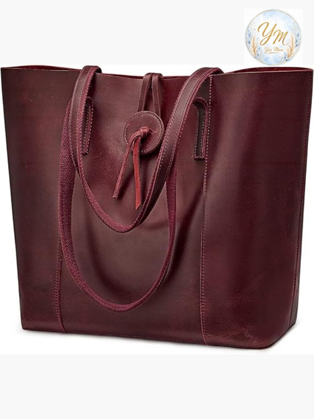 Large Vintage Genuine Leather Tote Bag Shoulder Purse 15" Laptop